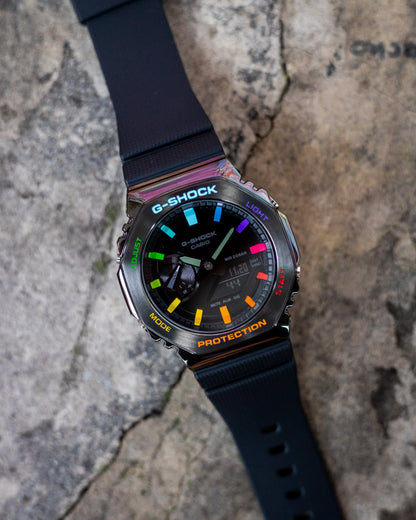 G-Shock CasiOak Blackout Metal Rainbow