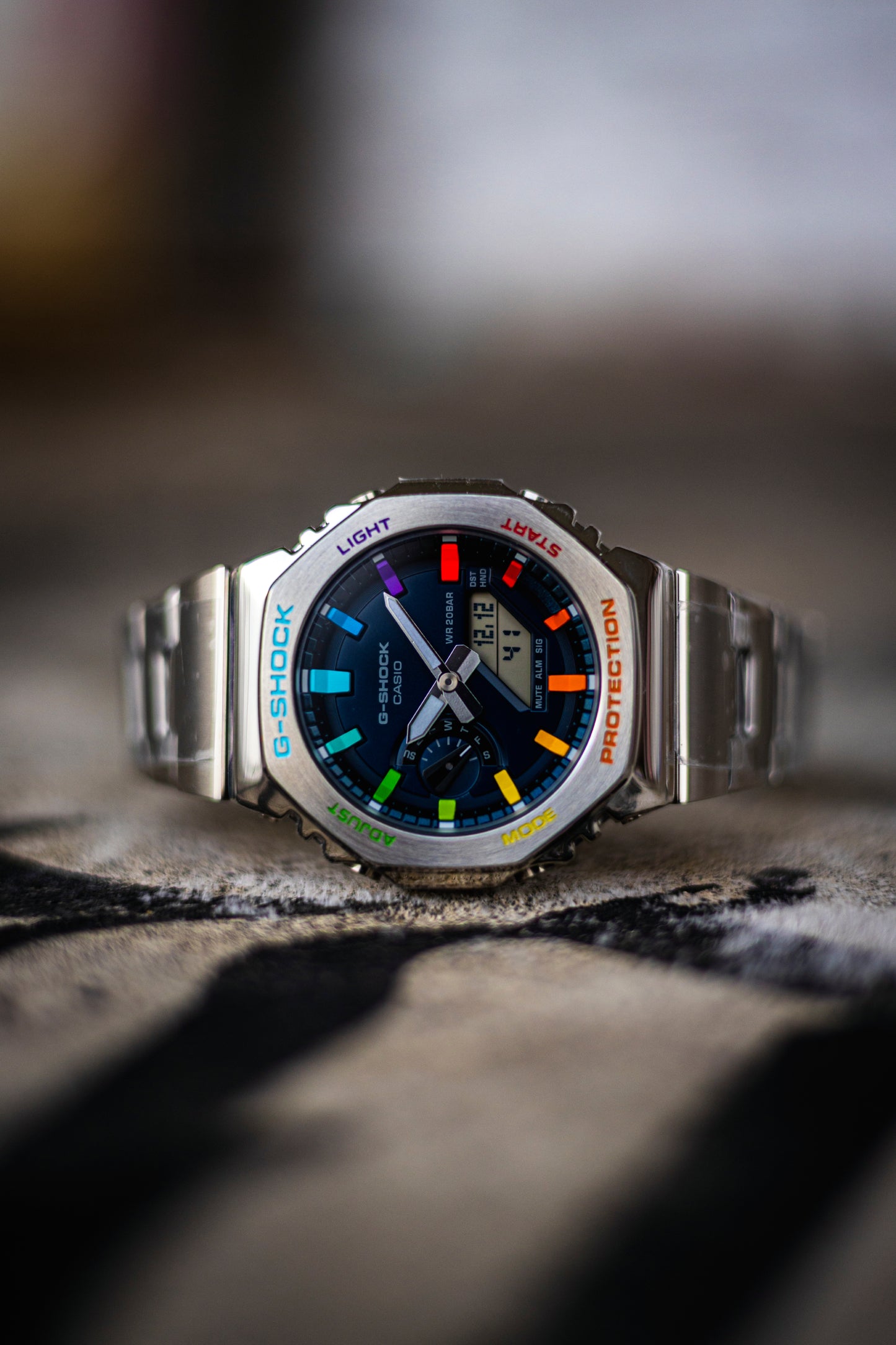 G-Shock CasiOak Metal Blue Rainbow