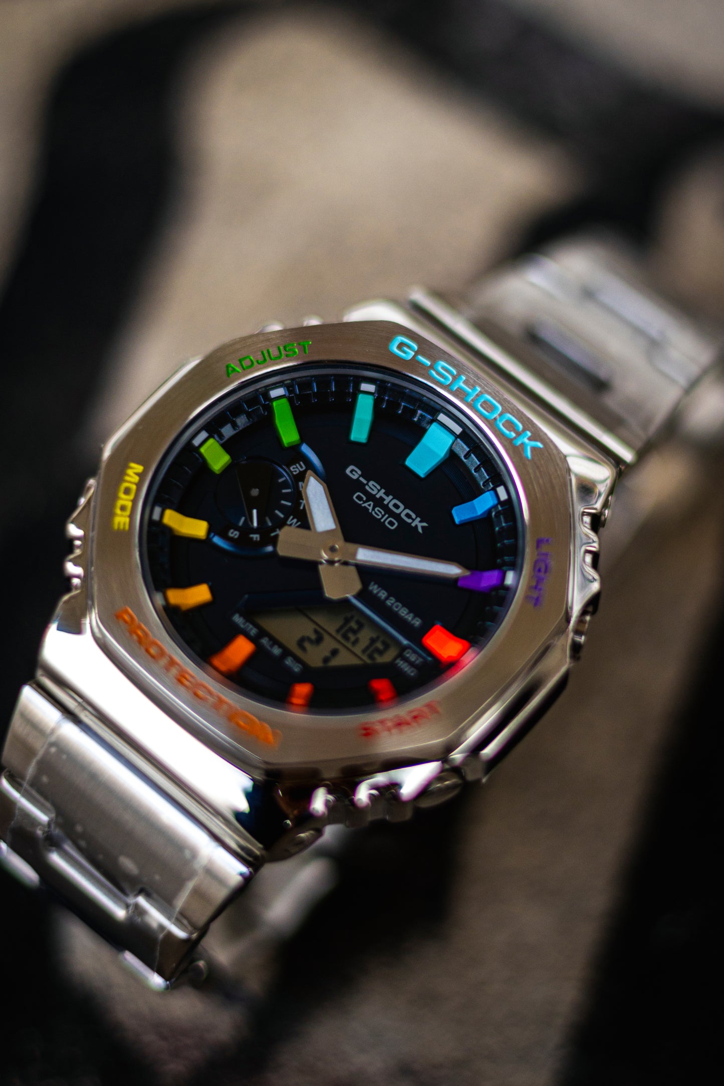 G-Shock CasiOak Metal Blue Rainbow